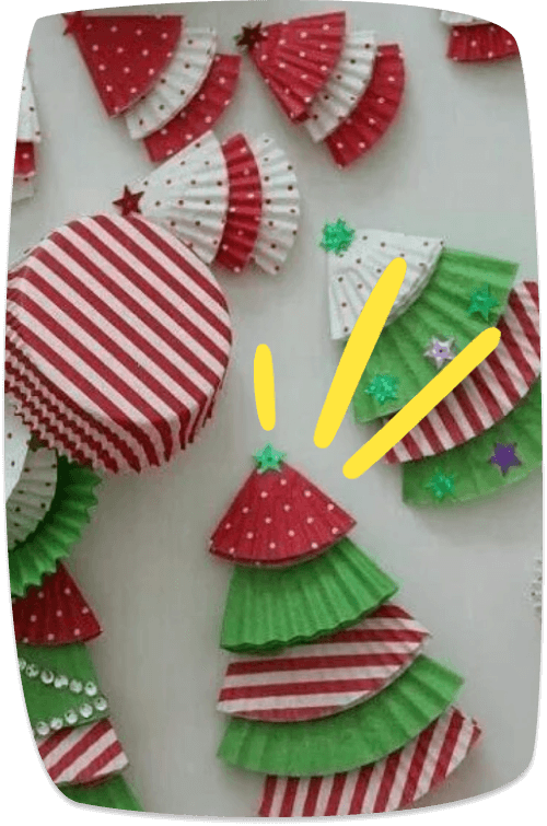 Sapins en caissettes à cupcakes